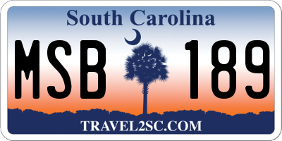 SC license plate MSB189