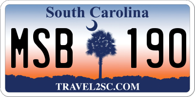 SC license plate MSB190