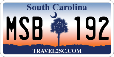 SC license plate MSB192