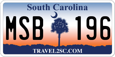 SC license plate MSB196