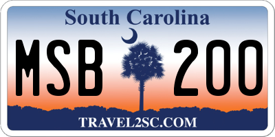 SC license plate MSB200