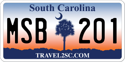 SC license plate MSB201