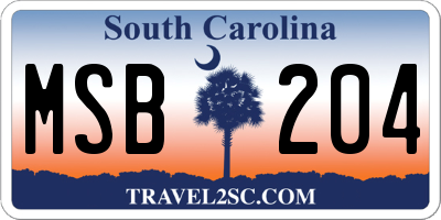 SC license plate MSB204