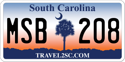 SC license plate MSB208