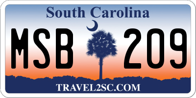 SC license plate MSB209