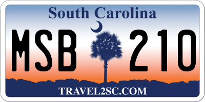 SC license plate MSB210