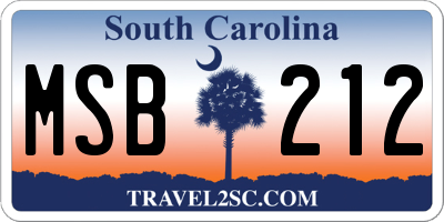 SC license plate MSB212