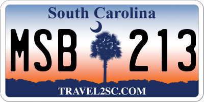 SC license plate MSB213