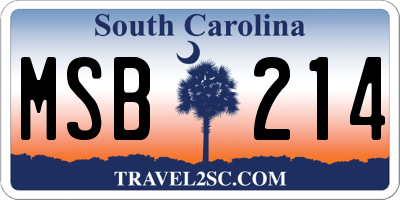 SC license plate MSB214