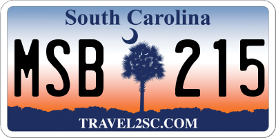 SC license plate MSB215