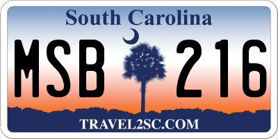 SC license plate MSB216