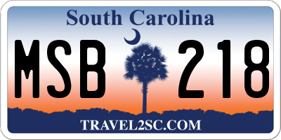 SC license plate MSB218