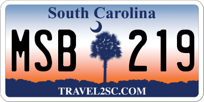 SC license plate MSB219