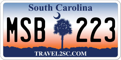 SC license plate MSB223