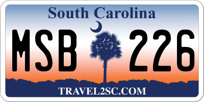 SC license plate MSB226
