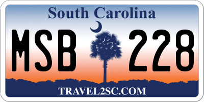 SC license plate MSB228