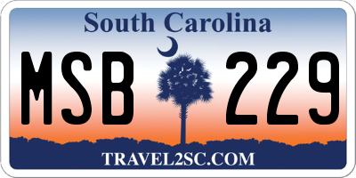 SC license plate MSB229