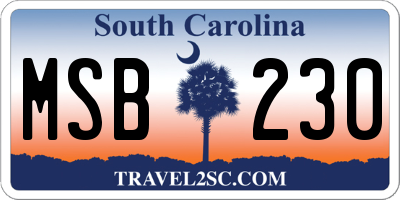 SC license plate MSB230