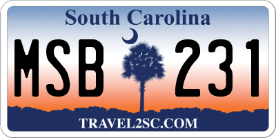 SC license plate MSB231