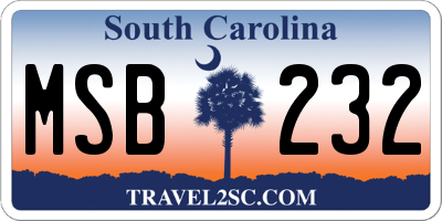 SC license plate MSB232