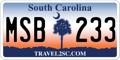 SC license plate MSB233