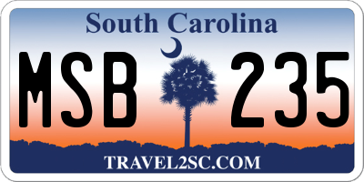 SC license plate MSB235