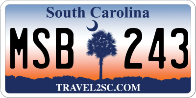SC license plate MSB243