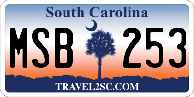 SC license plate MSB253