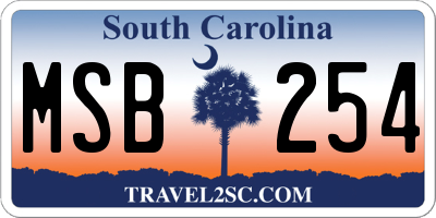 SC license plate MSB254