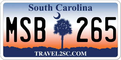 SC license plate MSB265