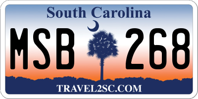 SC license plate MSB268