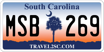SC license plate MSB269