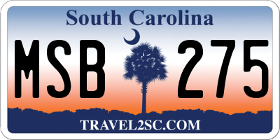 SC license plate MSB275