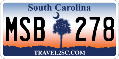 SC license plate MSB278