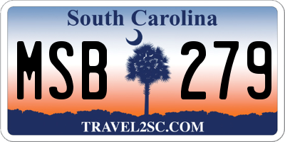 SC license plate MSB279