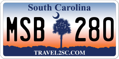 SC license plate MSB280