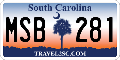 SC license plate MSB281