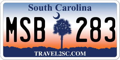 SC license plate MSB283