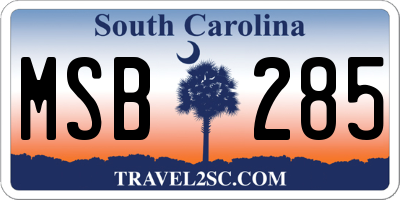 SC license plate MSB285
