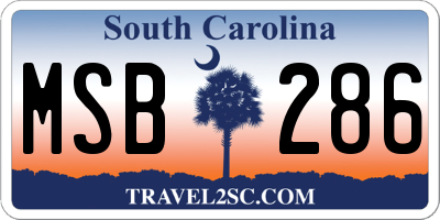SC license plate MSB286