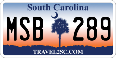 SC license plate MSB289