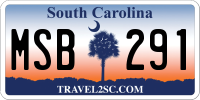 SC license plate MSB291