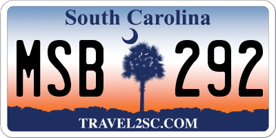 SC license plate MSB292