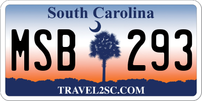 SC license plate MSB293