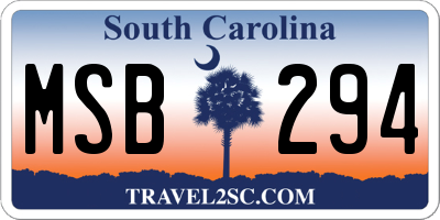 SC license plate MSB294