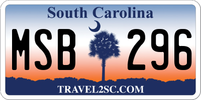 SC license plate MSB296