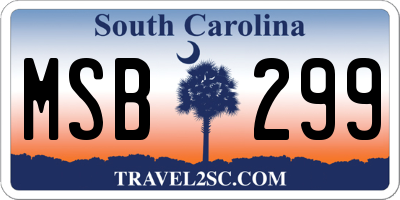 SC license plate MSB299