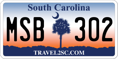 SC license plate MSB302