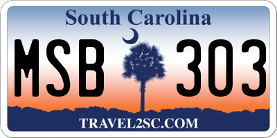 SC license plate MSB303