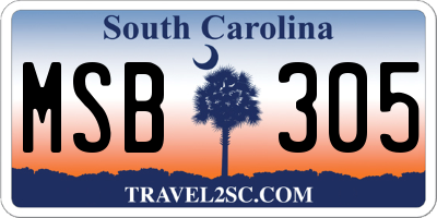 SC license plate MSB305